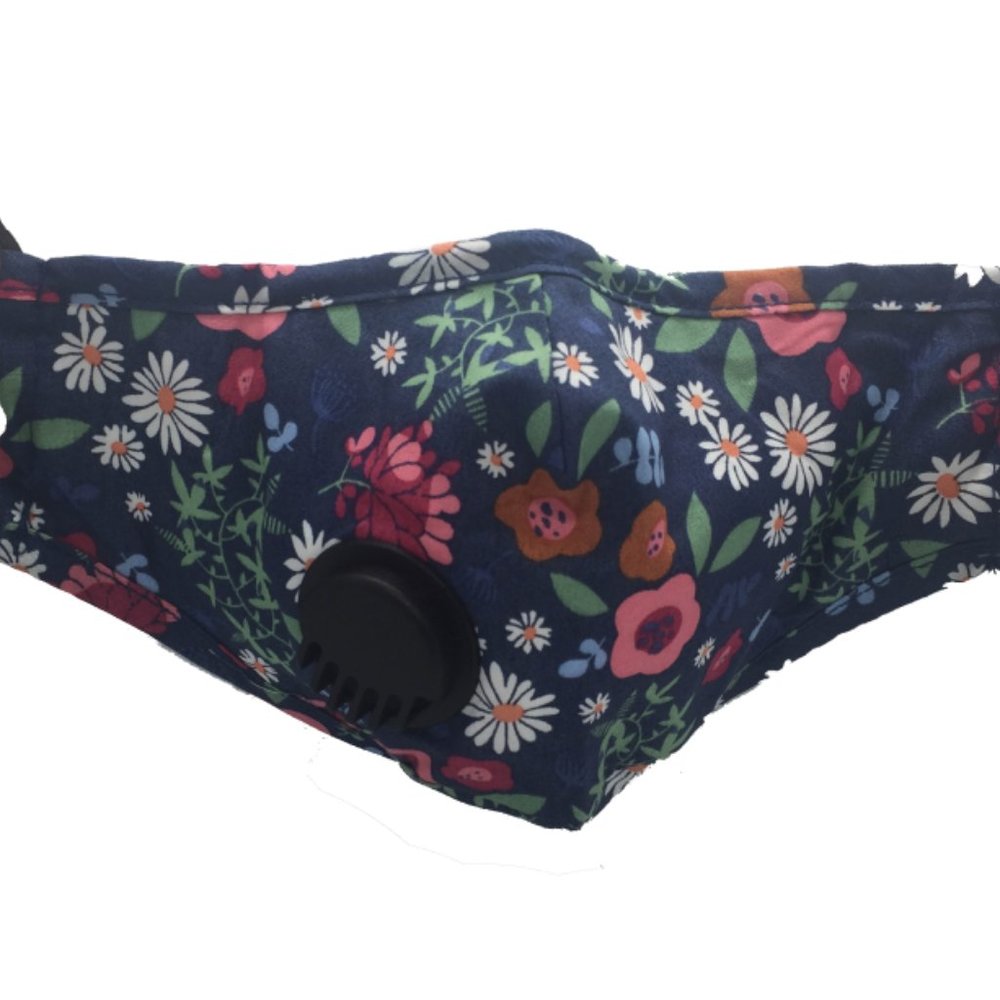 3 Pack Reusable Flower Pattern Face Mask w/ Vent Valve (3 Masks)